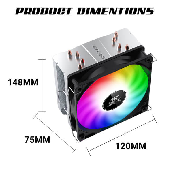 Ant Esports ICE-C400 120mm CPU Air Cooler with Rainbow LED